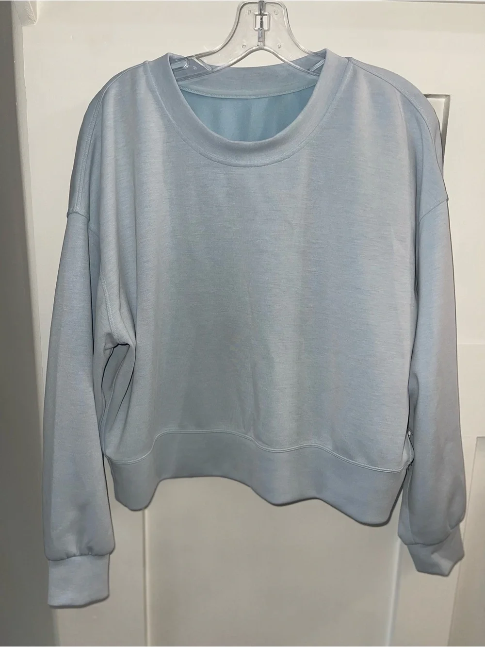 Lululemon Perfectly Oversized Cropped Crew Sweater Women 8 Blue Softstreme